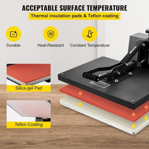 VEVOR
Heat Press Machine 16 in. x 24 in. Clamshell Sublimation Transfer Printer Teflon Coated Silicone Sponge Powerpress- used