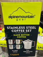 Alpine Mountain Gear Stainless Steel Coffee Mugs Set for Home Outdoor 5 Pcs! (NEW IN BOX)