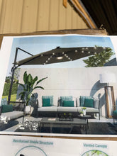 11 ft. LED Premium Cantilever Patio Umbrella - Outdoor Comfort with 360° Rotation and Canopy Angle Adjustment, Taup! (NEW IN BOX)