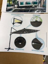 11 ft. LED Premium Cantilever Patio Umbrella - Outdoor Comfort with 360° Rotation and Canopy Angle Adjustment, Taup! (NEW IN BOX)