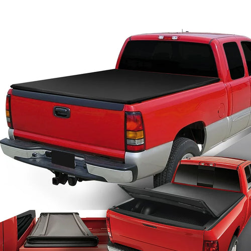 DNA Motoring TTC-TRISOFT-034 For 2007 to 2014 Chevy Silverado / GMC Sierra 6.5' Bed Fleetside Adjustable Tri -Fold Soft Top Trunk Tonneau Cover! (NEW IN BOX)