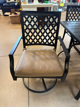 8-Piece Metal Patio Outdoor Dining Set with Slat Rectangle Table, 2 Elegant Swivel Chairs with Beige Cushions, and 15Ft LED Umbrella W/Base! (NEW - SCRATCHED FROM SHIPPING)