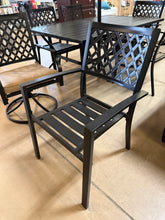 8-Piece Metal Patio Outdoor Dining Set with Slat Rectangle Table, 2 Elegant Swivel Chairs with Beige Cushions, and 15Ft LED Umbrella W/Base! (NEW - SCRATCHED FROM SHIPPING)