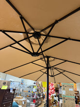 8-Piece Metal Patio Outdoor Dining Set with Slat Rectangle Table, 2 Elegant Swivel Chairs with Beige Cushions, and 15Ft LED Umbrella W/Base! (NEW - SCRATCHED FROM SHIPPING)