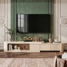 Modern 70.86"–122" Extendable TV Stand – Creamy White Media Console with Sintered Stone Top, 3 Solid Wood Drawers, Fully-Assembled! (NEW)