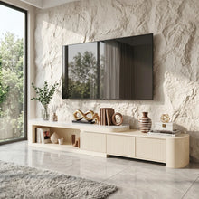 Modern 70.86"–122" Extendable TV Stand – Creamy White Media Console with Sintered Stone Top, 3 Solid Wood Drawers, Fully-Assembled! (NEW)