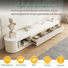 Modern 70.86"–122" Extendable TV Stand – Creamy White Media Console with Sintered Stone Top, 3 Solid Wood Drawers, Fully-Assembled! (NEW)