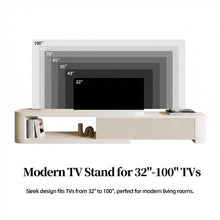 Modern 70.86"–122" Extendable TV Stand – Creamy White Media Console with Sintered Stone Top, 3 Solid Wood Drawers, Fully-Assembled! (NEW)