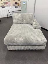 Fuzzy Corduroy Sofa Chaise, Grey! (NEW - RIGHT SIDE CHAISE ONLY)
