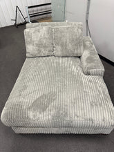 Fuzzy Corduroy Sofa Chaise, Grey! (NEW - RIGHT SIDE CHAISE ONLY)