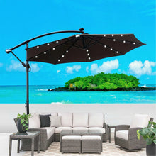 10 Ft Outdoor Patio Umbrella Solar Powered LED Lighted Sun Shade Market Umbrella, Dark Brown!