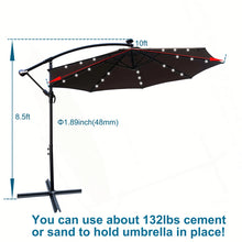 10 Ft Outdoor Patio Umbrella Solar Powered LED Lighted Sun Shade Market Umbrella, Dark Brown!