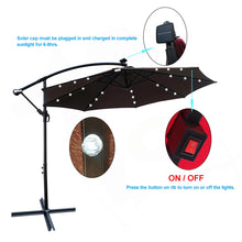 10 Ft Outdoor Patio Umbrella Solar Powered LED Lighted Sun Shade Market Umbrella, Dark Brown!