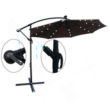 10 Ft Outdoor Patio Umbrella Solar Powered LED Lighted Sun Shade Market Umbrella, Dark Brown!
