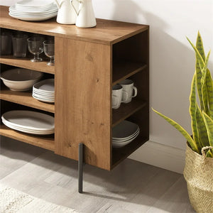 Walker Edison 43" Modern Console Table with Shelves - Oak! (NEW IN BOX)