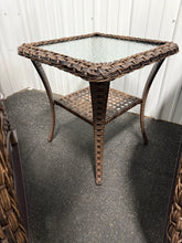 Pocassy 3-Piece Brown Wicker Patio Conversation Set with Gray Cushions and Coffee Table Flat Handrail Rocking Chairs!! NEW & ASSEMBLED!