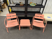 Cowan Matte Coral 3-Piece Metal Outdoor Patio Conversation Seating Set! (NEW & ASSEMBLED - SCRATCHED)