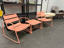 Cowan Matte Coral 3-Piece Metal Outdoor Patio Conversation Seating Set! (NEW & ASSEMBLED - SCRATCHED)