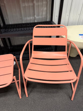 Cowan Matte Coral 3-Piece Metal Outdoor Patio Conversation Seating Set! (NEW & ASSEMBLED - SCRATCHED)