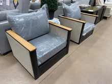 Metal/Wicker Set of 2 Outdoor Chairs, W/Cushions! (NEW)