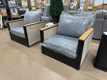 Metal/Wicker Set of 2 Outdoor Chairs, W/Cushions! (NEW)