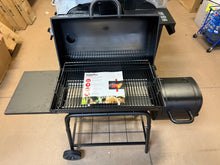 Nexgrill 29 in. Barrel Offset Charcoal Smoker and Grill in Black!! NEW AND ASSEMBLED(MISSING TEMP GUAGE)!!