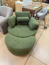 Upholstered Swivel Barrel Chair with Ottoman!! NEW AND ASSEMBLED!!
