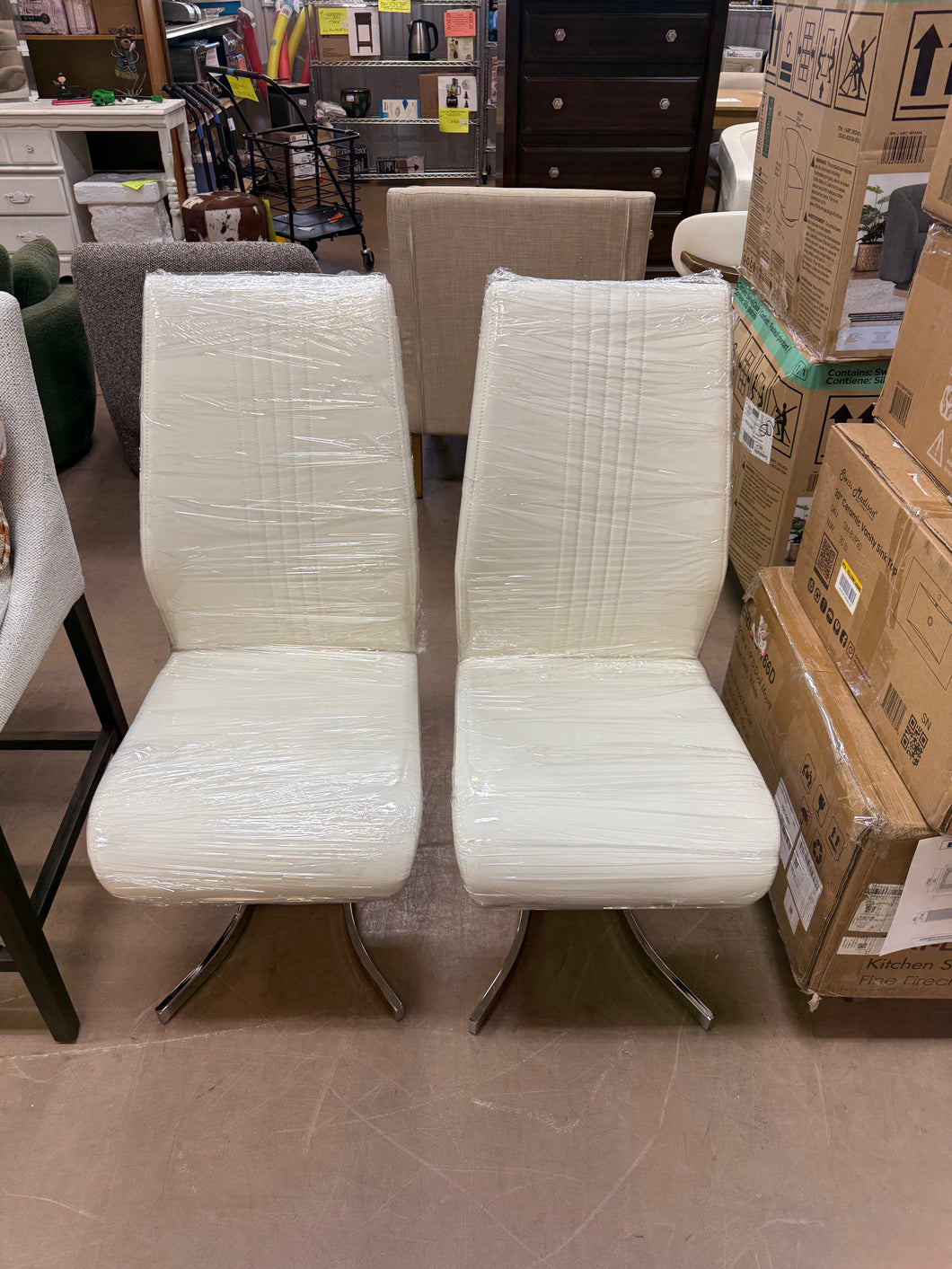 Wilhelm Faux Leather Chrome Feet 'Z' Leg Dining Chairs Modern Design (Set of 2)!! NEW AND ASSEMBLED!!