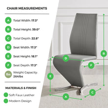 Wilhelm Faux Leather Chrome Feet 'Z' Leg Dining Chairs Modern Design (Set of 2)!! NEW AND ASSEMBLED!!