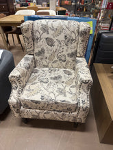 Retro Plants Beige Linen Nailhead Trim Upholstered High Back Accent Arm Chair with Wood Legs(Set of 1)!! NEW AND ASSEMBLED!!