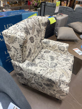 Retro Plants Beige Linen Nailhead Trim Upholstered High Back Accent Arm Chair with Wood Legs(Set of 1)!! NEW AND ASSEMBLED!!