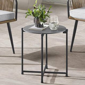 Alburgh All-Weather 18 in. H Black Round Poly Fiber Outdoor Cocktail Table- new