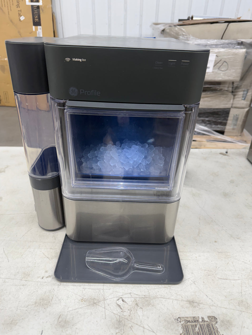 GE Profile Opal Countertop Nugget Ice Maker w/ 1 gal sidetank, 2.0XL Version, Ice Machine with WiFi Connectivity, Stainless Steel,1 Water Filter!! LIGHTLY USED, VERY CLEAN(TESTED MAKES PERFECT ICE)!!