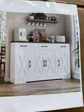 Adra 55.1'' Sideboard with 3 Drawers, Adjustable Shelves, White! (NEW IN BOX)