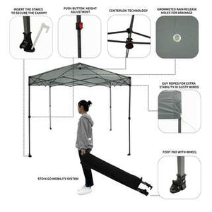 Everbilt
8 ft. X 8 ft. Grey Straight Leg Instant Canopy Pop Up Tent Sto-N-Go- new in bag - grey
