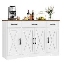 Adra 55.1'' Sideboard with 3 Drawers, Adjustable Shelves, White! (NEW IN BOX)