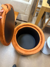 Uixe Modern Orange Velvet Round Accent Storage Ottoman (Set-1)!! BRAND NEW!!