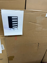 NTC Lulu 5 Drawers Dresser Storage Cabinet with Natural Rattan, Modern Vertical Chest of Drawers, Black