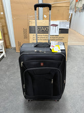 SWISSGEAR Stride Expandable Medium Checked Spinner Luggage, Black, 8 Wheels