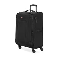 SWISSGEAR Stride Expandable Medium Checked Spinner Luggage, Black, 8 Wheels