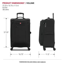 SWISSGEAR Stride Expandable Medium Checked Spinner Luggage, Black, 8 Wheels