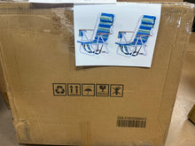 Winado Portable 2 Pack Striped Blue Steel Folding Adjustable Headrest Beach Chair!! NEW IN BOX!!
