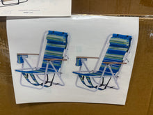 Winado Portable 2 Pack Striped Blue Steel Folding Adjustable Headrest Beach Chair!! NEW IN BOX!!