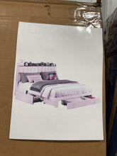 Deilyn Upholstered Bed with Charging Station and 3 Drawers, King, Beige! (NEW IN BOX)