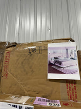 Upholstered Platform Bed Boucle Fabric and Wingback Headboard, Rounded Corners, White, King! (NEW IN BOX)