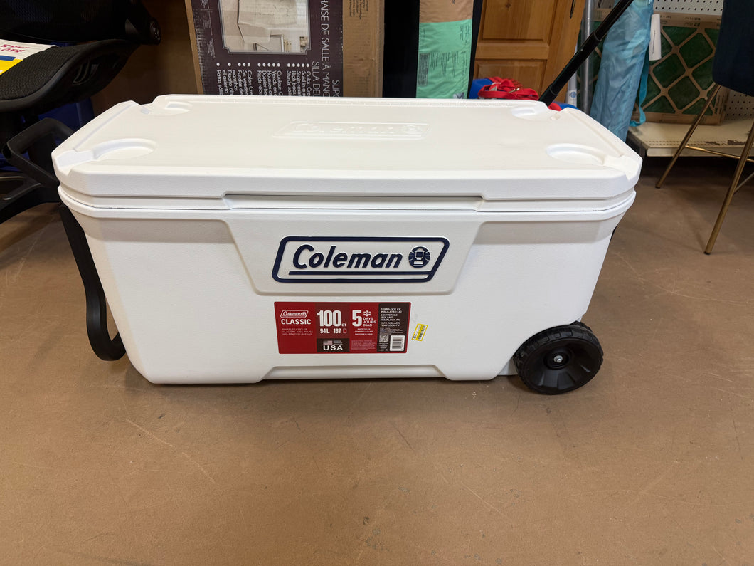 Coleman 316 100qt Wheeled Cooler with Sun Protection - Marine White!! BRAND NEW!!