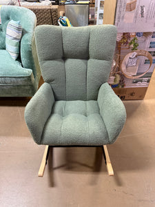 Rocking Chair Nursery,Teddy Upholstered Glider Rocker with High Backrest,Modern Rocking Accent Chairs Glider For Living Room, Nursery, Bedroom,Green! (NEW & ASSEMBLED)