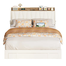 Deilyn Upholstered Bed with Charging Station and 3 Drawers, King, Beige! (NEW IN BOX)