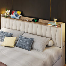Deilyn Upholstered Bed with Charging Station and 3 Drawers, King, Beige! (NEW IN BOX)