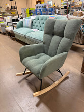 Rocking Chair Nursery,Teddy Upholstered Glider Rocker with High Backrest,Modern Rocking Accent Chairs Glider For Living Room, Nursery, Bedroom,Green! (NEW & ASSEMBLED)